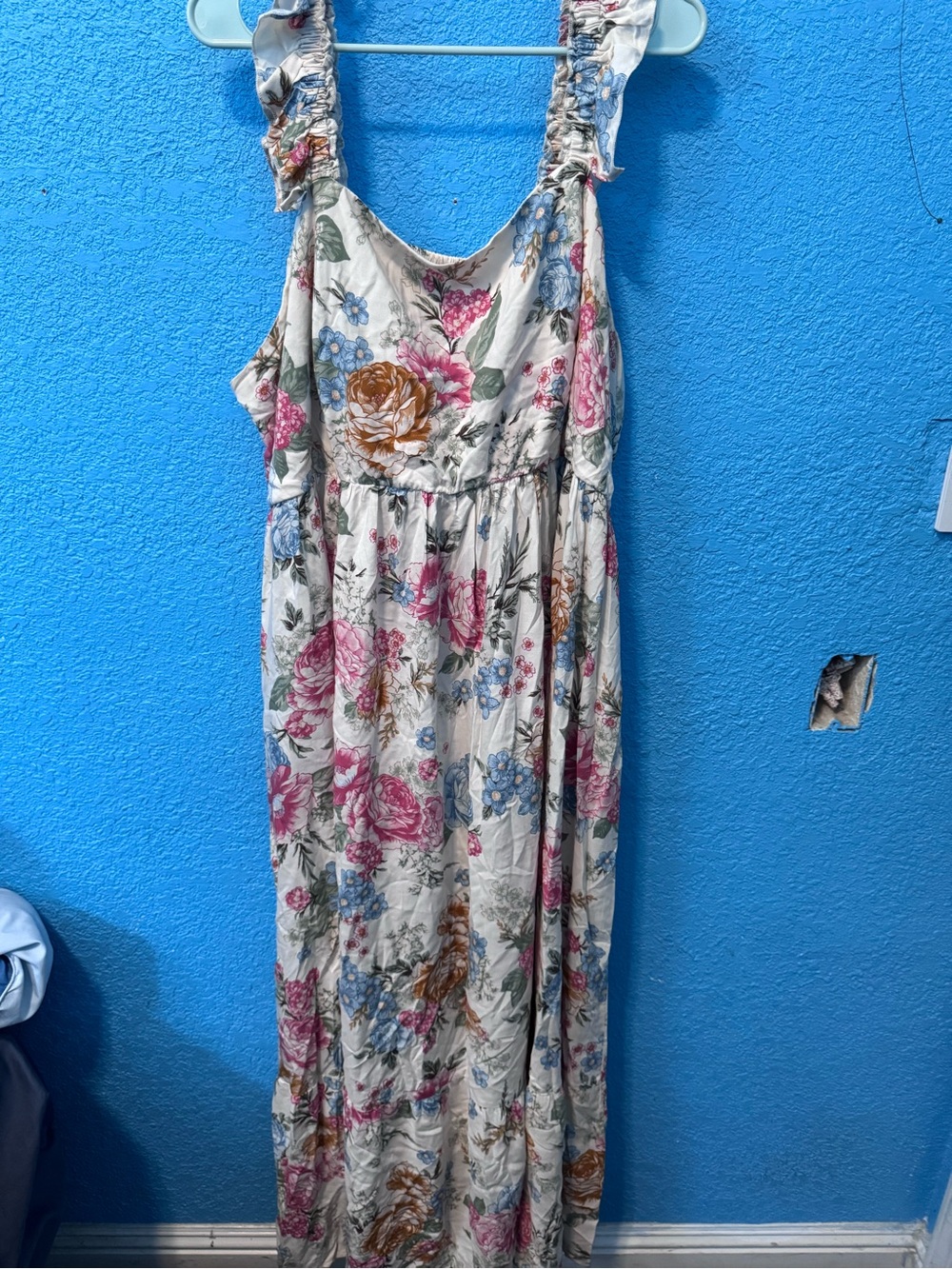 torrid Cream Floral Maxi Dress with Pink, Blue & Brown Blooms